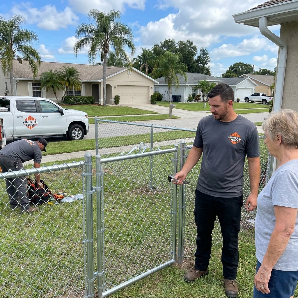 Galvanized chain link fence installed by Spring Hill Fence Company