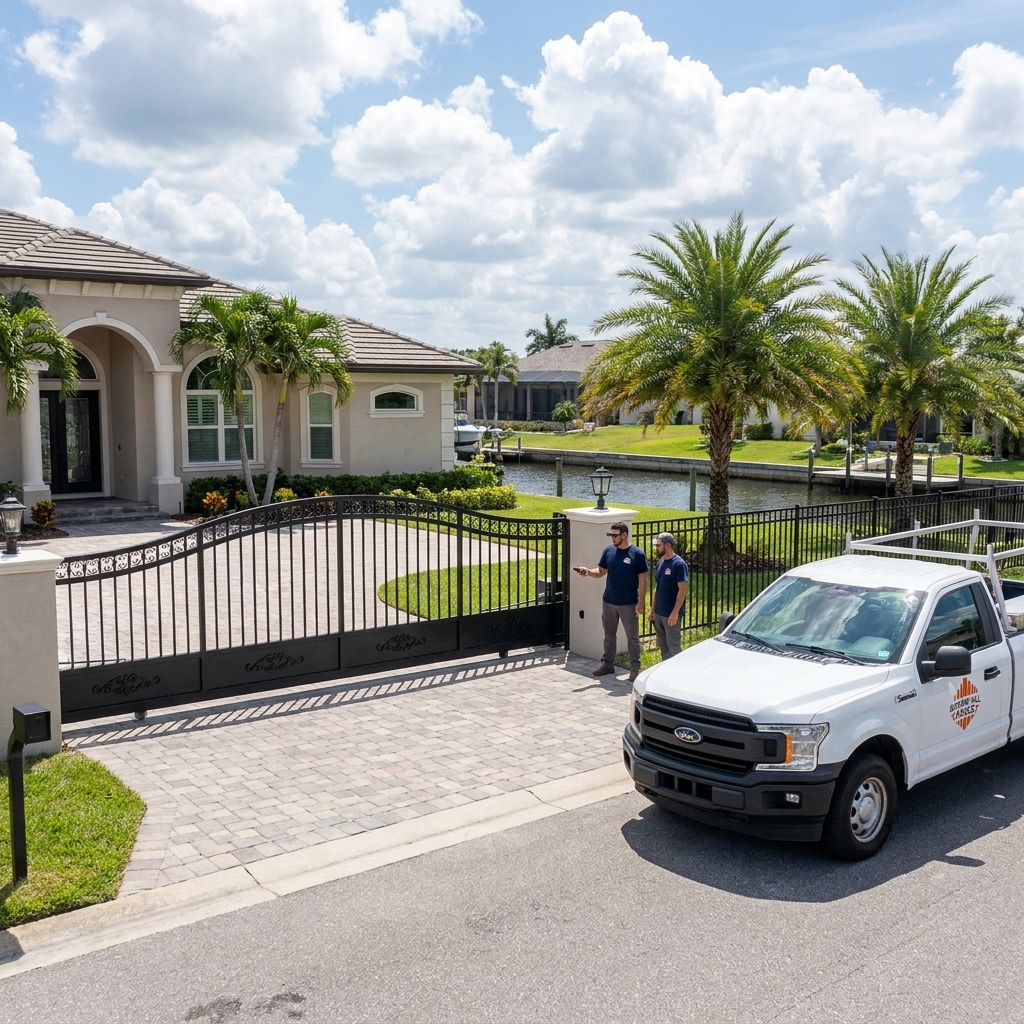 Automatic driveway gate installed by Spring Hill Fence Company
